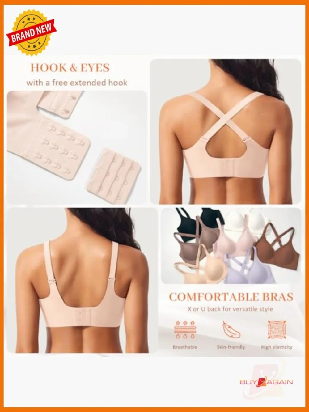 Wireless Seamless V Neck Padded Everyday Bras Women No Underwire Support